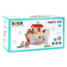image-SOKA Wooden Noah's Ark Animal Boat Shape & Blocks Sorter Puzzle Activity Toy 3+