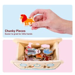 image-SOKA Wooden Noah's Ark Animal Boat Shape & Blocks Sorter Puzzle Activity Toy 3+