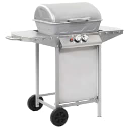 image-Gas BBQ Grill with 2 Cooking Zones Silver Stainless Steel