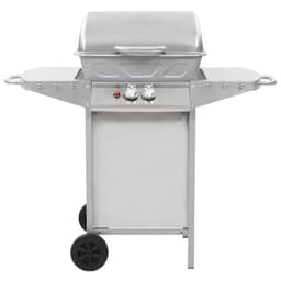image-Gas BBQ Grill with 2 Cooking Zones Silver Stainless Steel