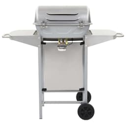 image-Gas BBQ Grill with 2 Cooking Zones Silver Stainless Steel