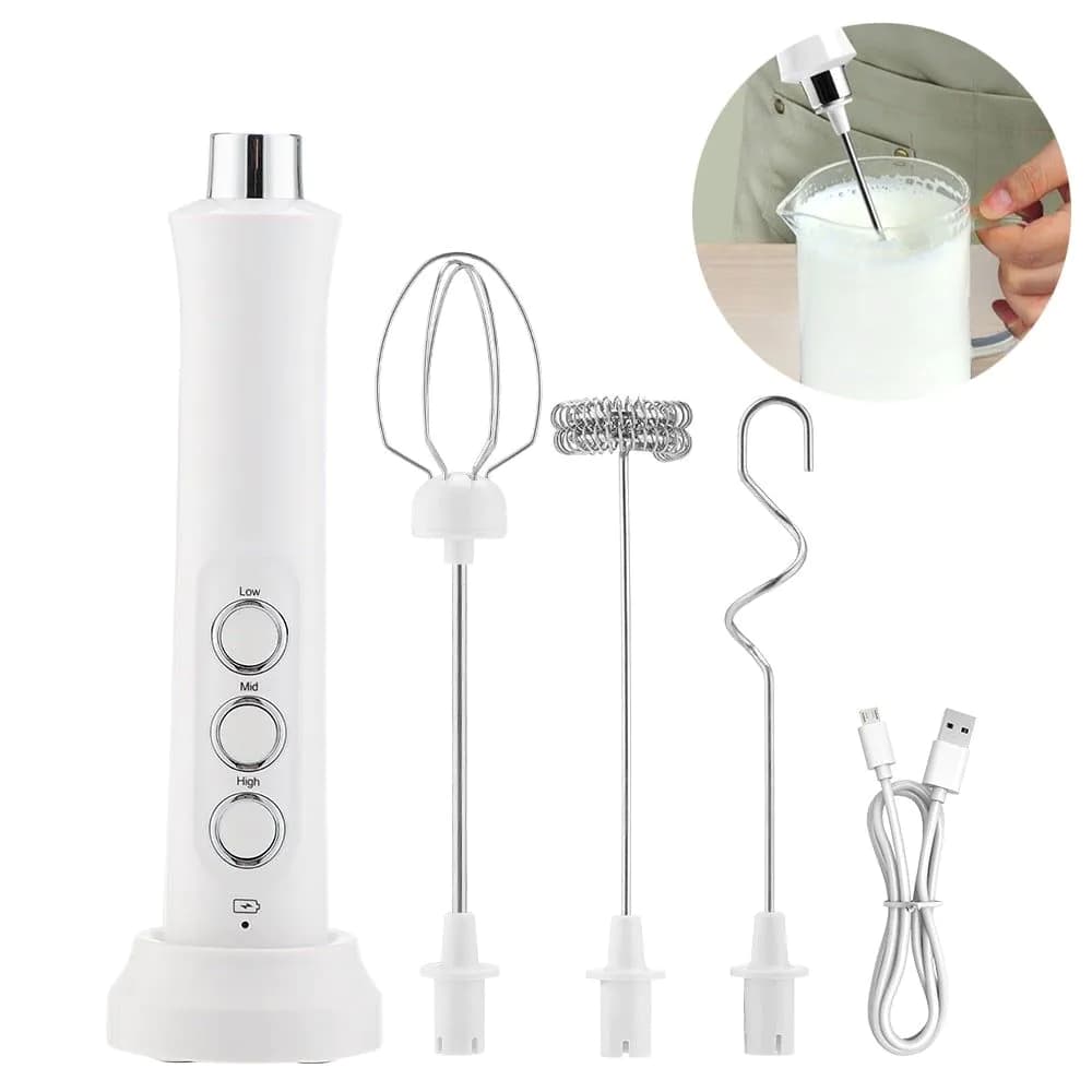 image-3 in 1 Milk Frother Electric Milk Foamer Coffee Blender Portable Mini