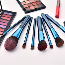 image-12pcs Blue Makeup Brushes Set Blush Eye Shadow Brush Nano Nylon Wool
