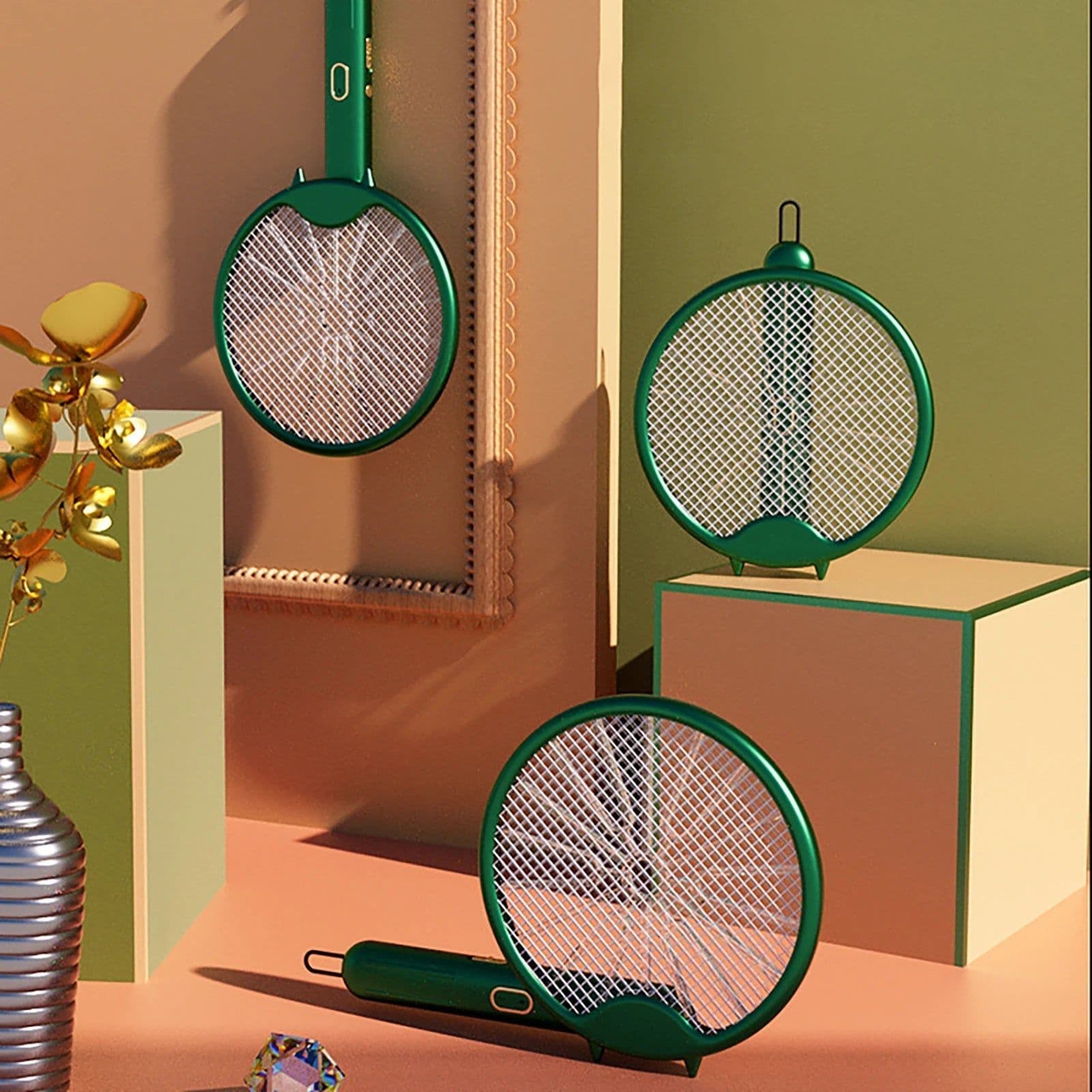 image-USB Electric Fly Swatters Foldable UV Light Electric Flies Shocker