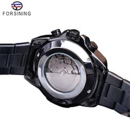 image-Forsining Three Dial Calendar Stainless Steel Men Mechanical Automatic Wrist Watches Top Brand Luxury Military Sport Male Clock