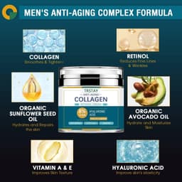 image-Mens Face Cream Moisturizer with 8% Hyaluronic Acid Collagen,one or two pumps is enough to dab on cheeks,forehead,and chin and g