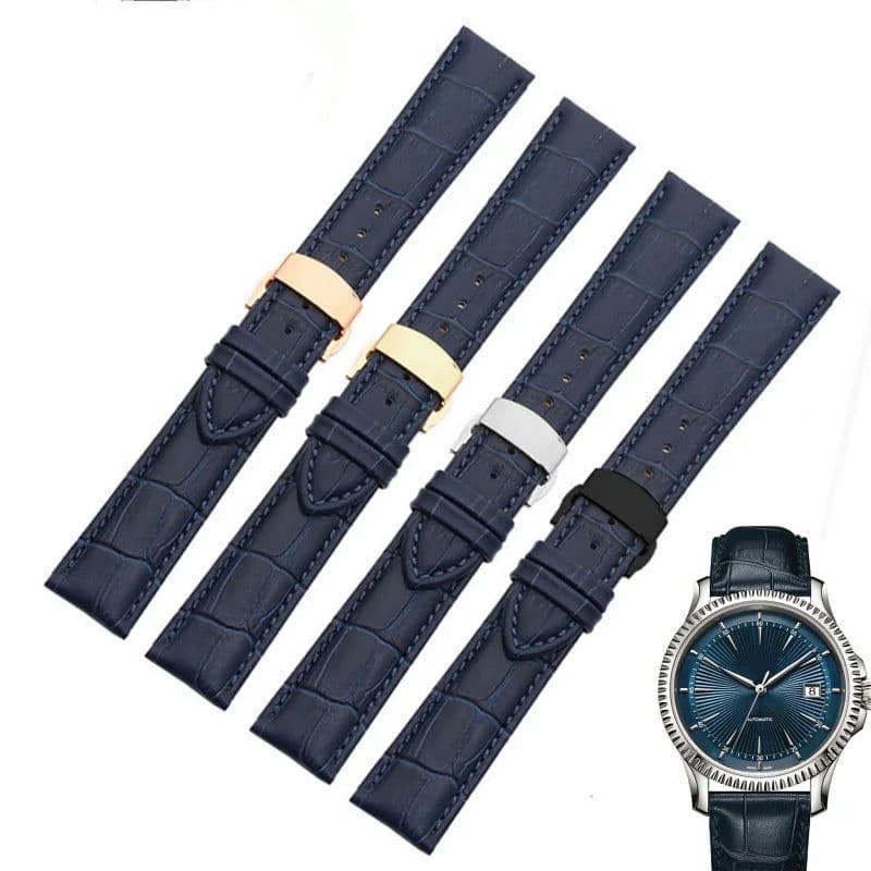 image-Zhuolei Cow Leather Watchband with Stainless Steel Buckle - Comfortable Fit
