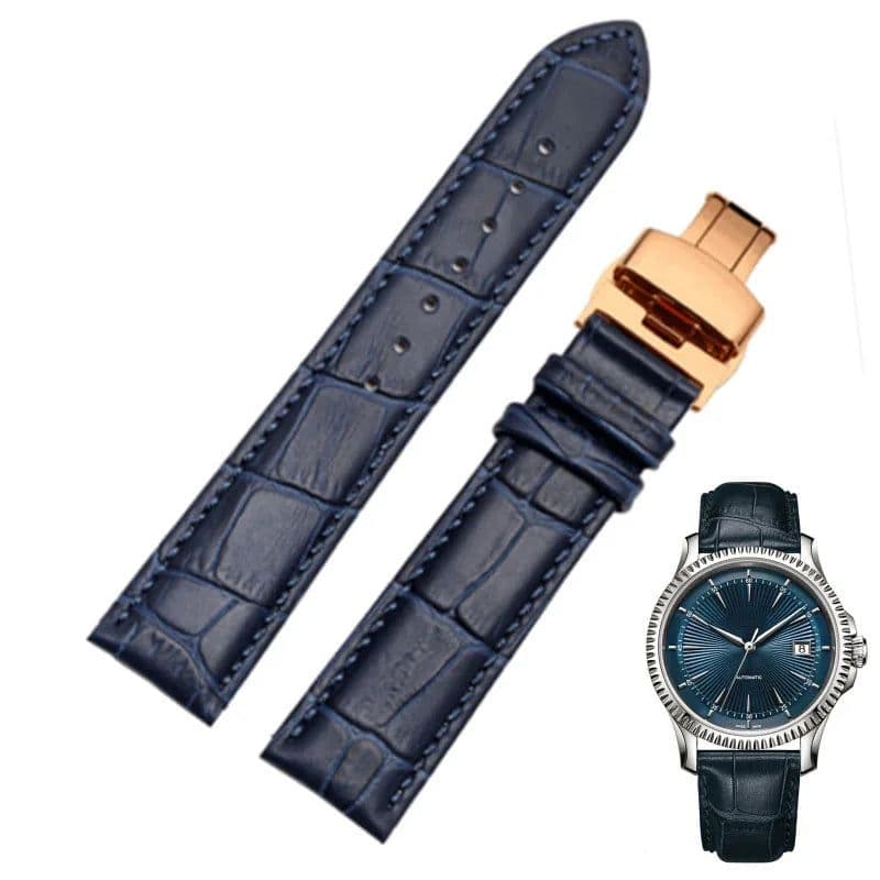 image-Zhuolei Cow Leather Watchband with Stainless Steel Buckle - Comfortable Fit
