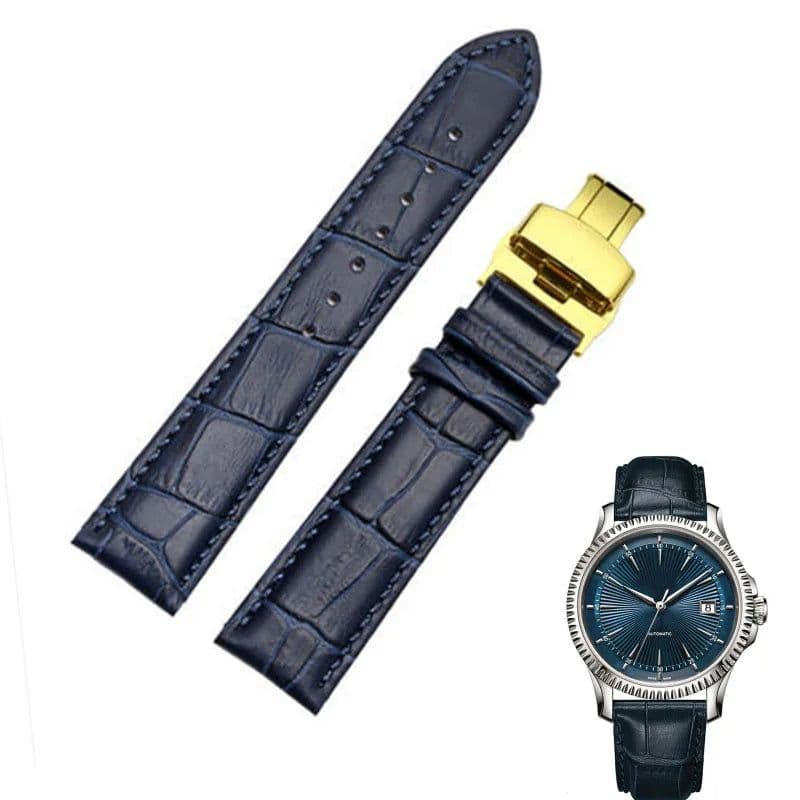 image-Zhuolei Cow Leather Watchband with Stainless Steel Buckle - Comfortable Fit
