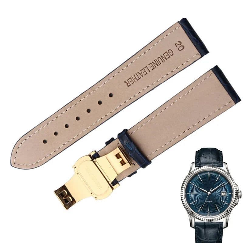 image-Zhuolei Cow Leather Watchband with Stainless Steel Buckle - Comfortable Fit