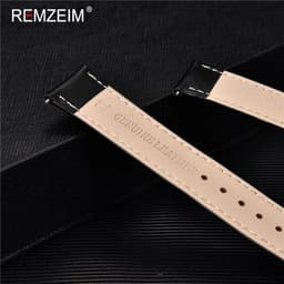 image-REMZEIM Leather Watchband with Stainless Steel Buckle - Durable Strap