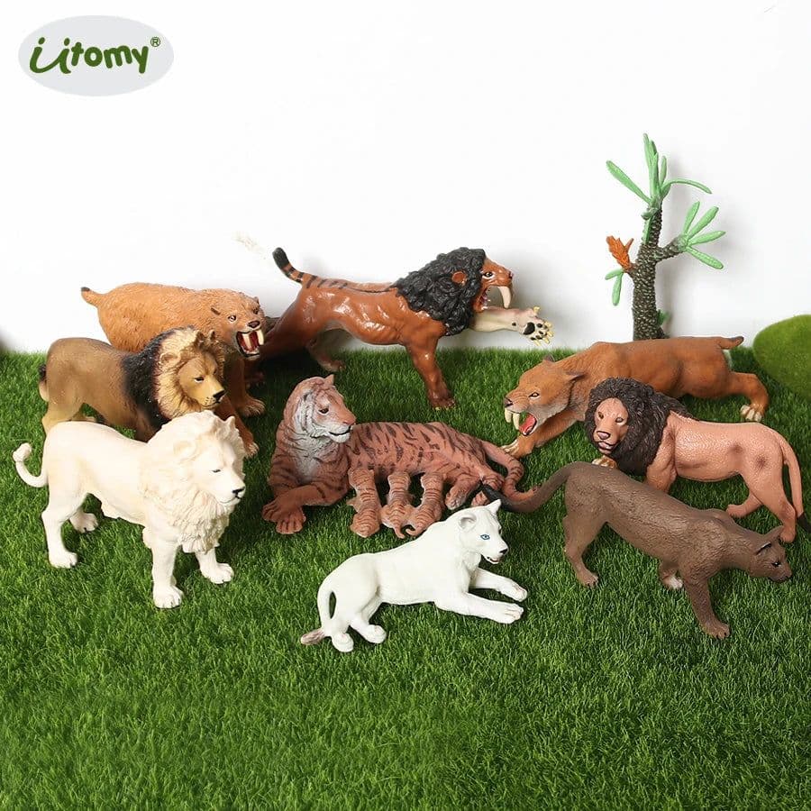image-UTOMY Saber-Toothed Tiger & Lion Model - Educational Action Figure Toy