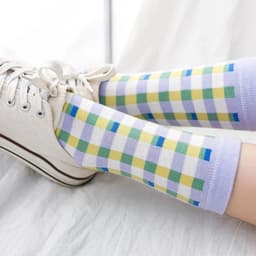 image-LPZBMHSOCK Casual Cotton Socks - Breathable & Stylish Rainbow Plaid Design