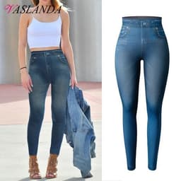 image-Vaslanda High Waist 3D Printed Jeggings for Ultimate Comfort & Style
