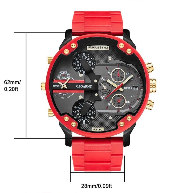 image-CAGARNY Stylish Quartz Watch with Dual Time Zones - Fashion for All Occasions