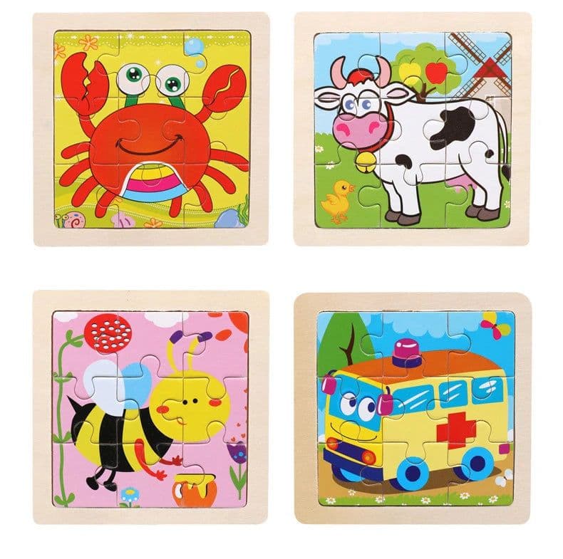 image-Small Wooden 3D Jigsaw Puzzle - Educational Toy for Kids