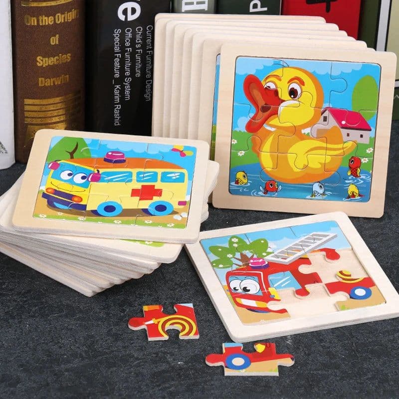 image-YunDuo BaBy Educational 3D Wooden Animal Puzzle for Children Age 3-6