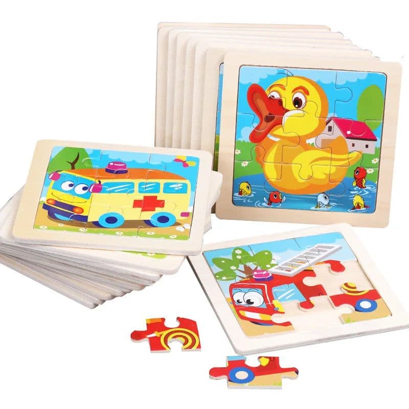 image-YunDuo BaBy Educational 3D Wooden Animal Puzzle for Children Age 3-6
