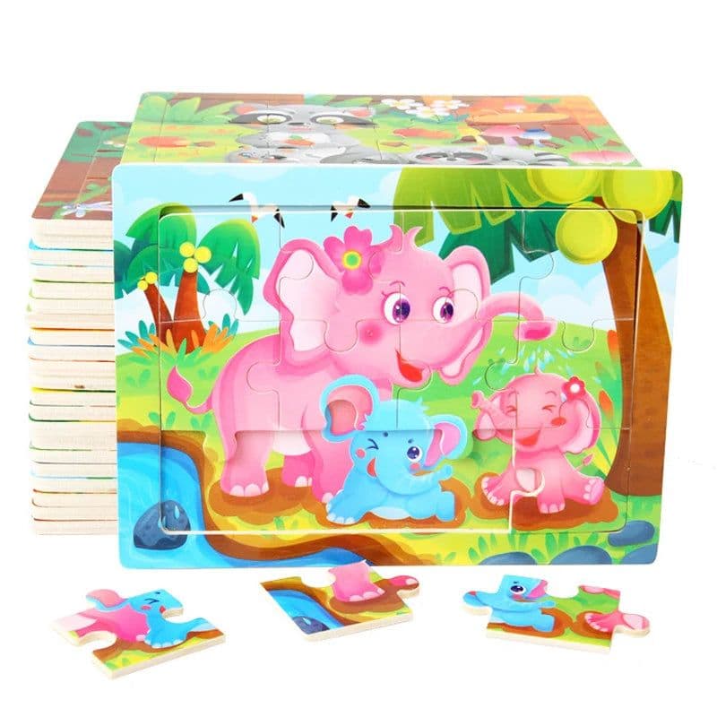 image-skxnier Wooden 3D Jigsaw Puzzle Toy for Kids - Educational Animal Game