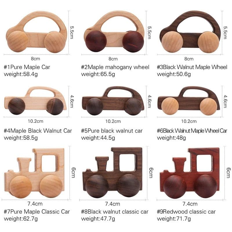 image-Baby Carrier Wooden Car Blocks - Educational Beech Wood Toys for Children