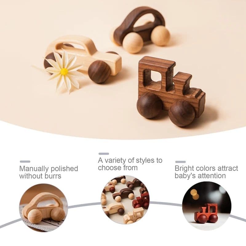 image-Baby Carrier Wooden Car Blocks - Educational Beech Wood Toys for Children