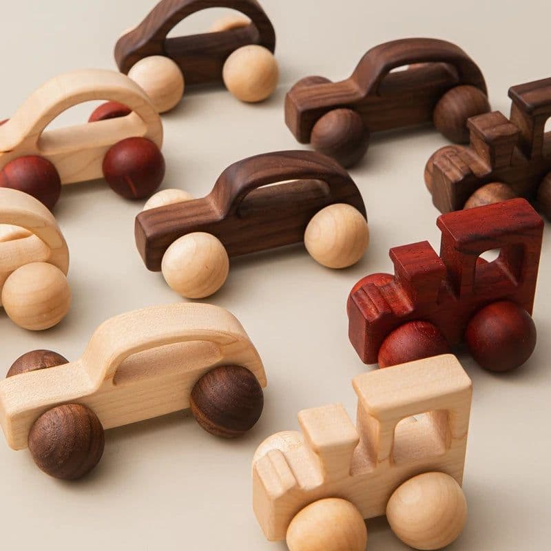 image-Baby Carrier Wooden Car Blocks - Educational Beech Wood Toys for Children
