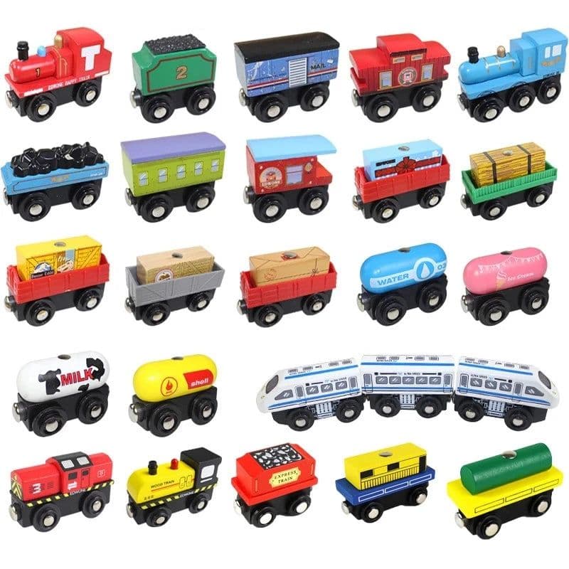 image-SKXNIER Magnetic Wooden Train Car - Educational Railway Toy for Kids