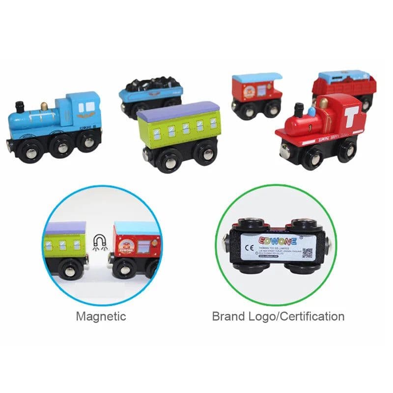 image-SKXNIER Magnetic Wooden Train Car - Educational Railway Toy for Kids