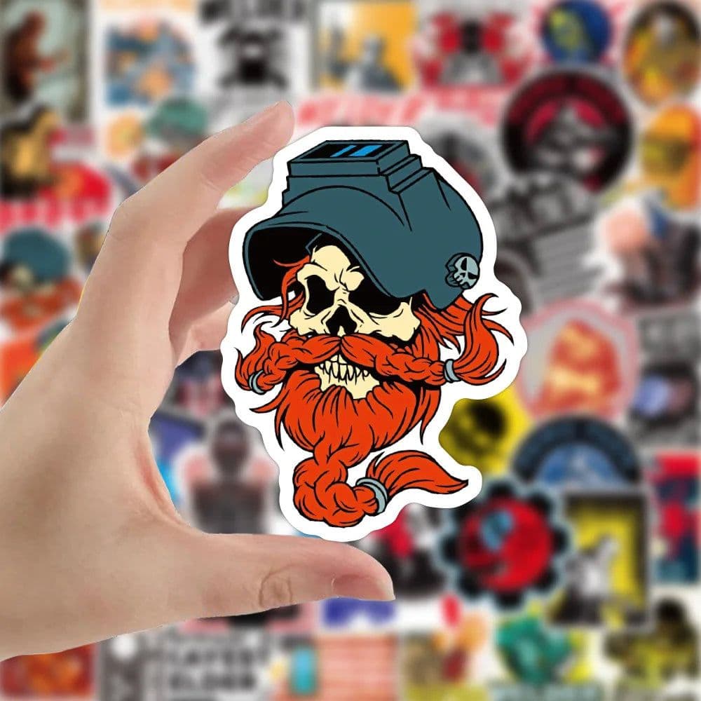 image-GOGOTU Waterproof Welding Worker Stickers - Fun DIY for Luggage & Skateboards