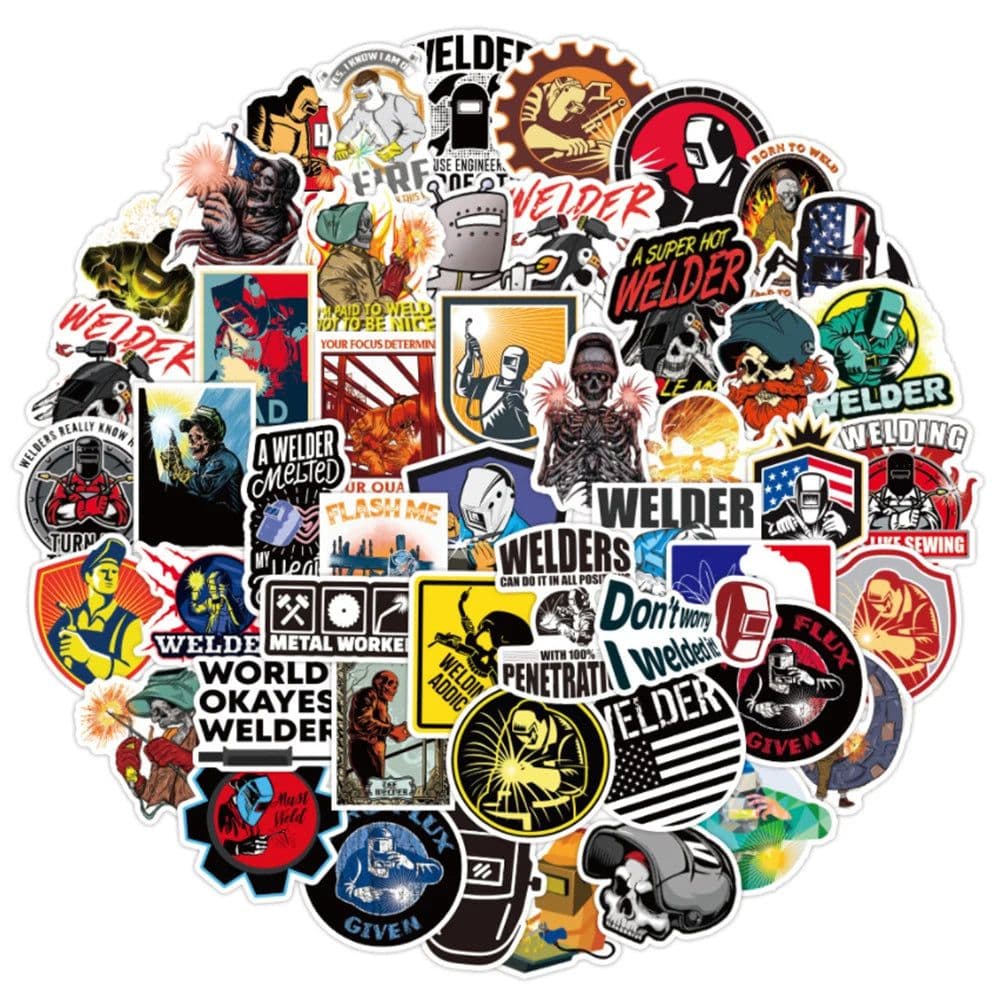 image-GOGOTU Waterproof Welding Worker Stickers - Fun DIY for Luggage & Skateboards