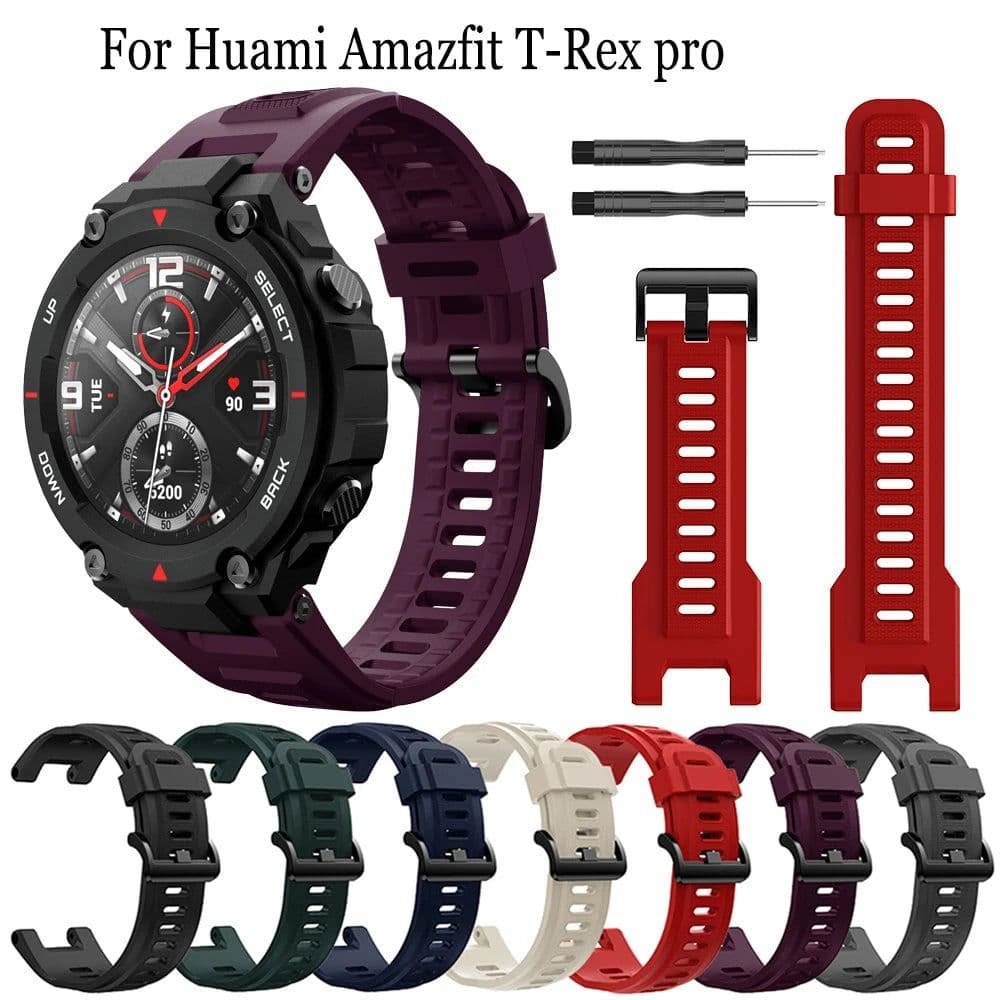 image-Silicone Springy Strap for Huami Amazfit T-Rex Pro - Comfort & Style