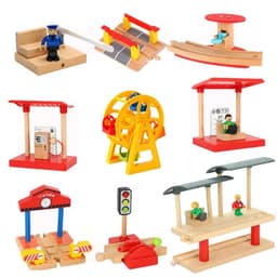 image-Wooden Train Track Accessories - Educational DIY Toys for Children