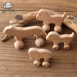 image-Organic Beech Wooden Animal Block Toy Car for Babies - Montessori Gift