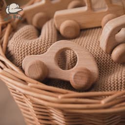 image-Organic Beech Wooden Animal Block Toy Car for Babies - Montessori Gift