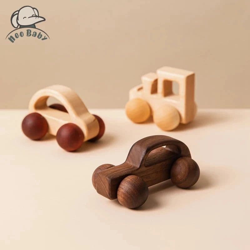 image-Organic Beech Wooden Animal Block Toy Car for Babies - Montessori Gift