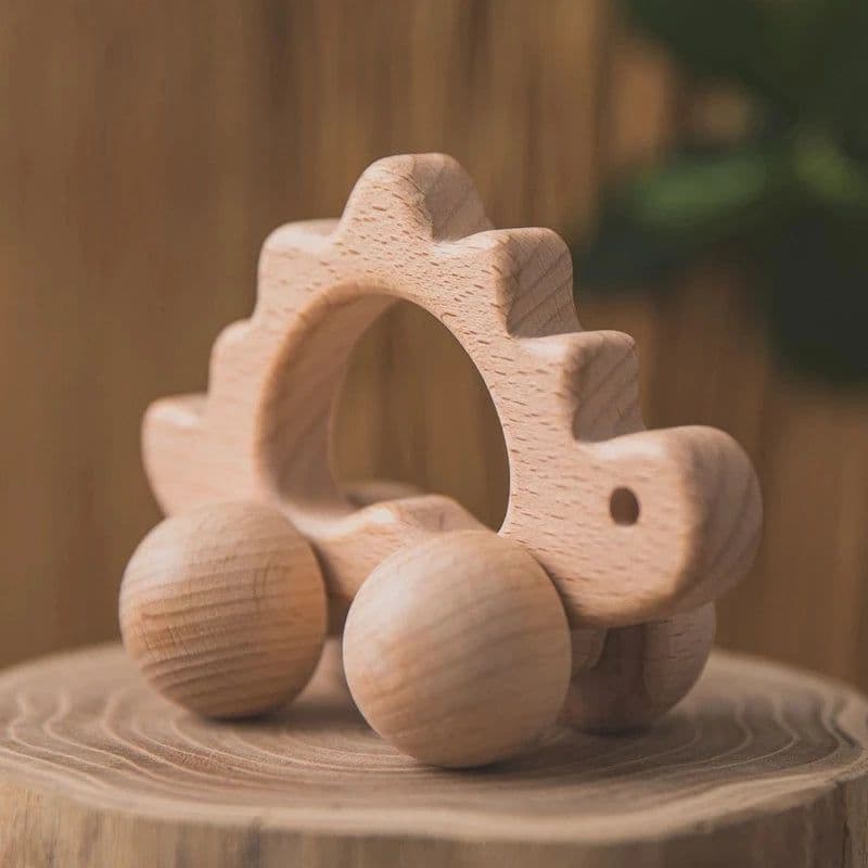 image-Organic Beech Wooden Animal Block Toy Car for Babies - Montessori Gift