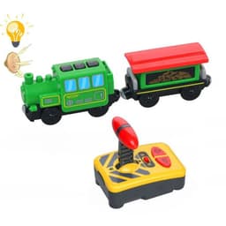 image-RC Electric Train Set with Wooden Tracks - Educational Fun for Kids