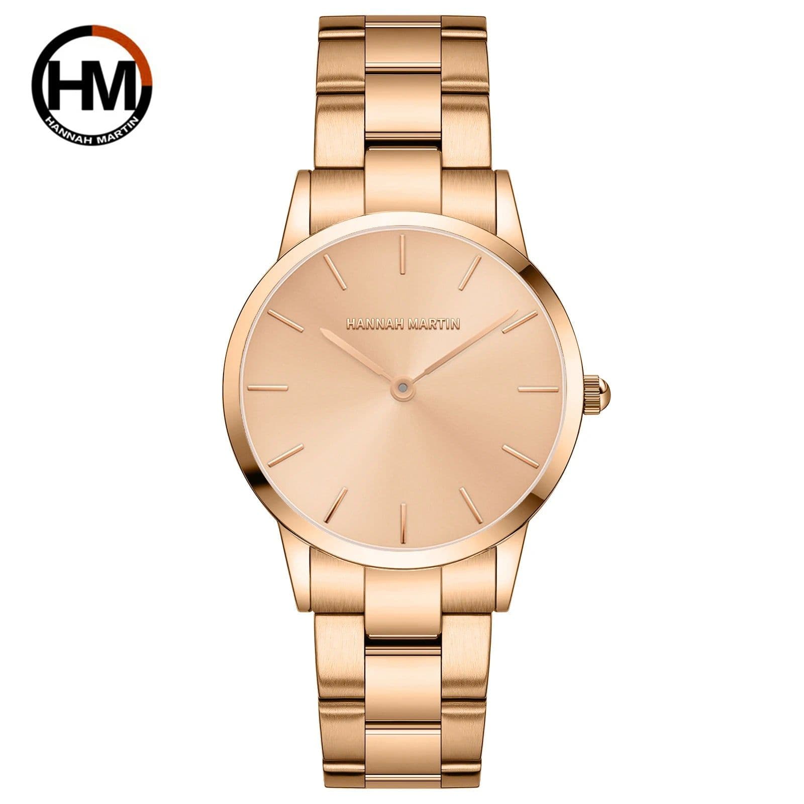 image-Hannah Martin Luxury Waterproof Quartz Watch – Stylish Gold Wrist Timepiece