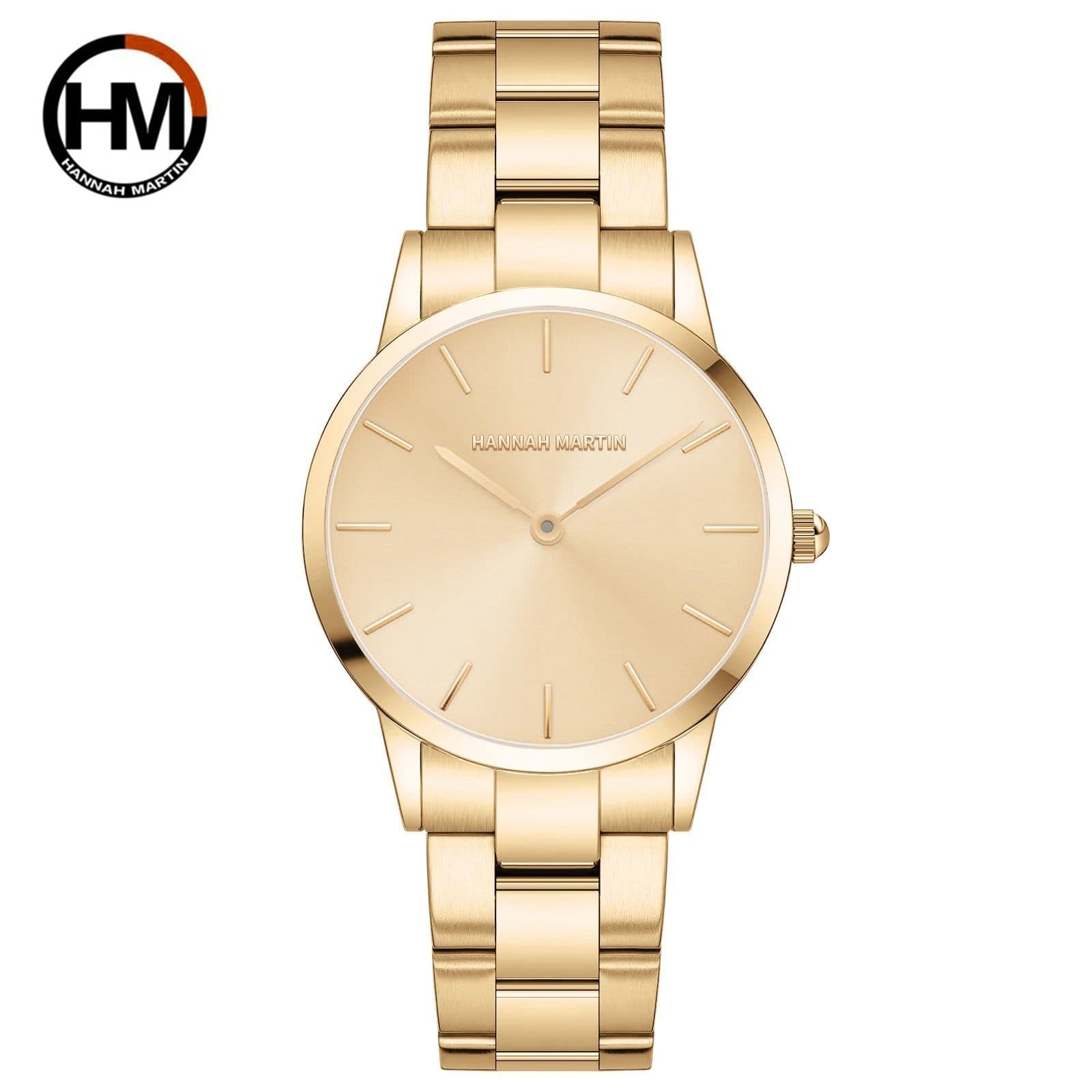 image-Hannah Martin Luxury Waterproof Quartz Watch – Stylish Gold Wrist Timepiece