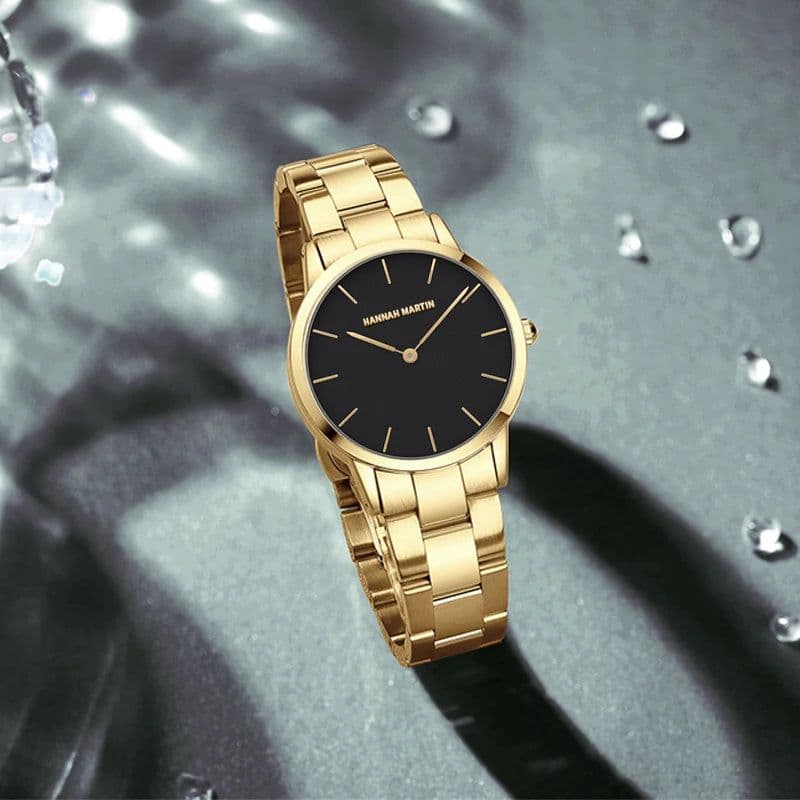 image-Hannah Martin Luxury Waterproof Quartz Watch – Stylish Gold Wrist Timepiece