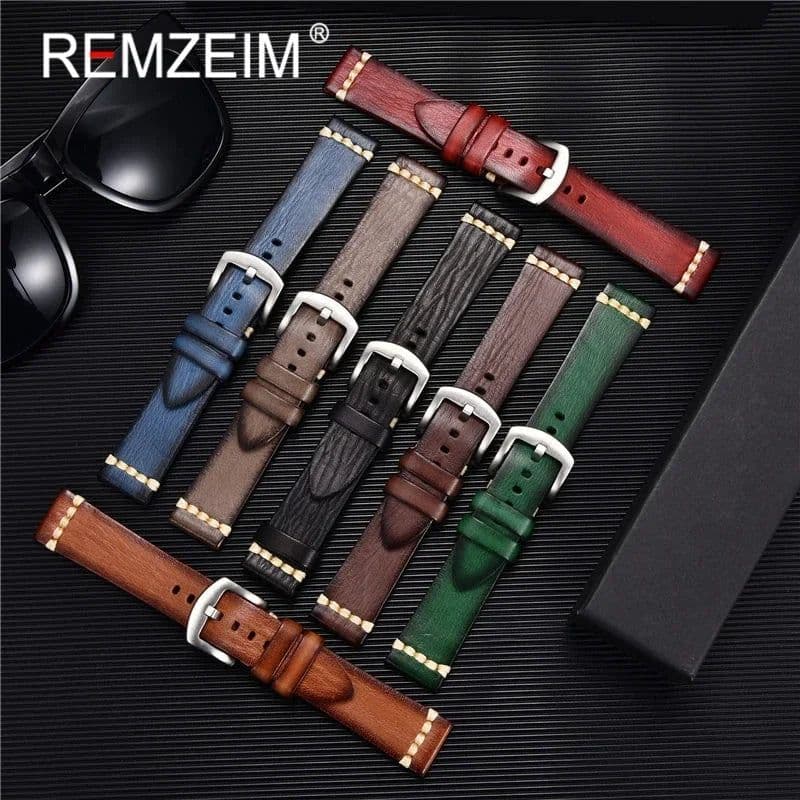 image-REMZEIM Leather Watchbands - Stylish Colours & Durable Design - 18-24mm