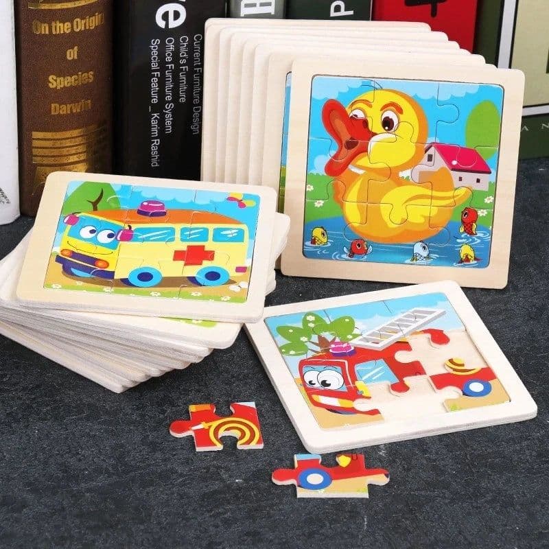 image-YunDuo Baby 3D Wooden Animal Puzzle - Educational Toy for Children