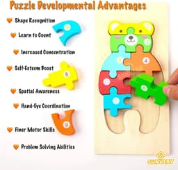 image-SUNVERY Educational Wooden Puzzle - Safe & Colourful Learning Toy