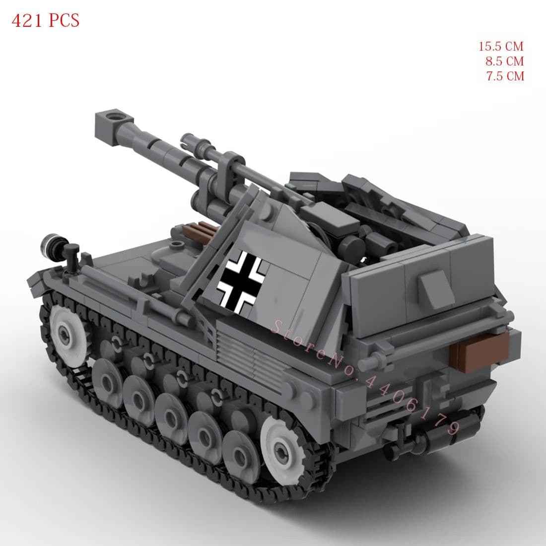 image-Dorusle WWII German Army Wespe Sd.Kfz.124 Building Block Model Toy
