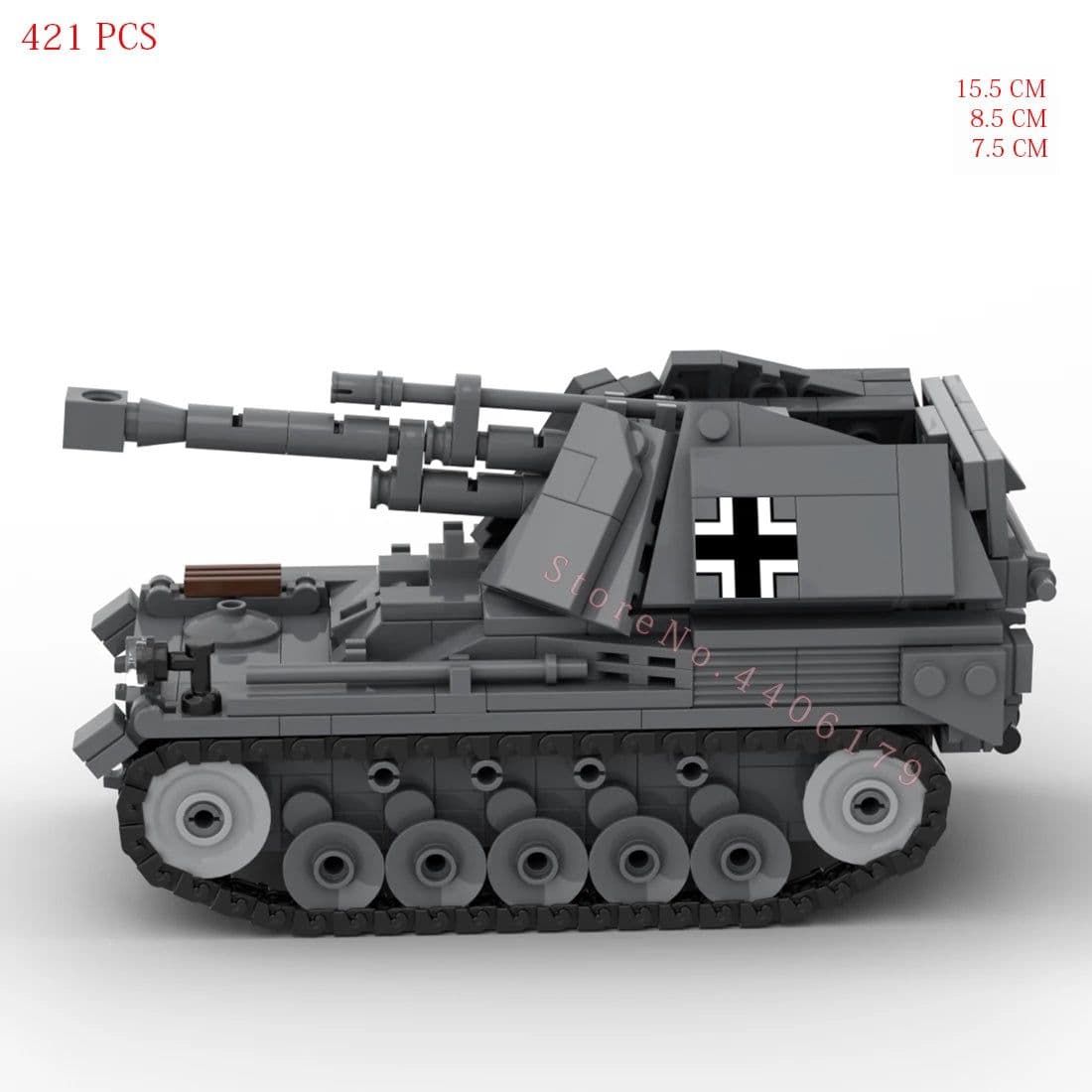 image-Dorusle WWII German Army Wespe Sd.Kfz.124 Building Block Model Toy