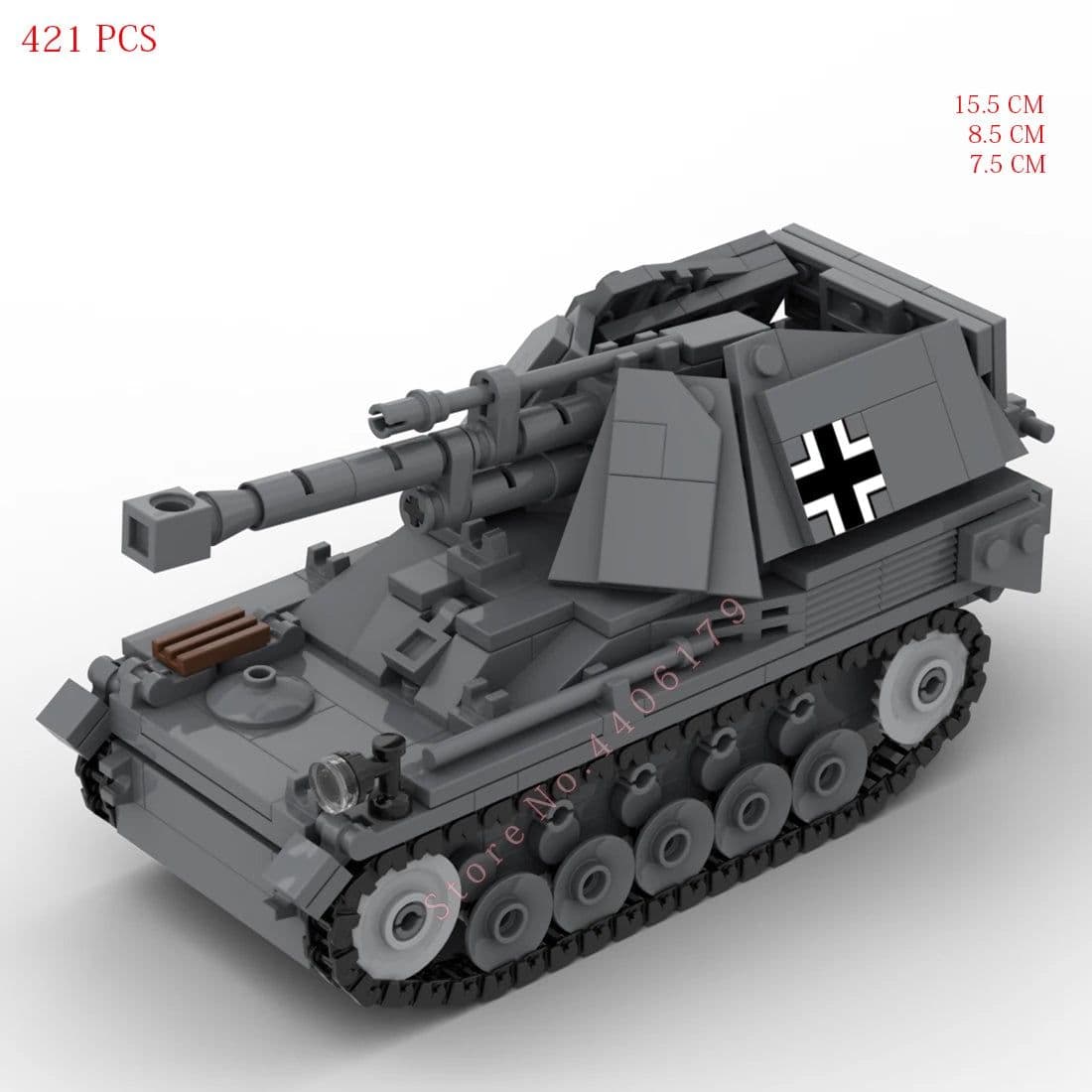 image-Dorusle WWII German Army Wespe Sd.Kfz.124 Building Block Model Toy