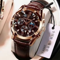 image-POEDAGAR Luminous Quartz Wristwatch with Complete Calendar & Water Resistance