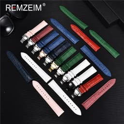 image-REMZEIM Leather Watchband with Butterfly Clasp - Stylish & Durable Strap