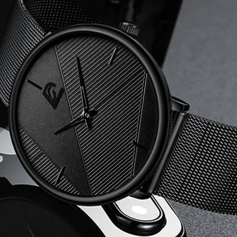 image-DIJANES Quartz Wristwatch with Stainless Steel Mesh Band - Casual Style