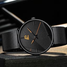 image-DIJANES Quartz Wristwatch with Stainless Steel Mesh Band - Casual Style